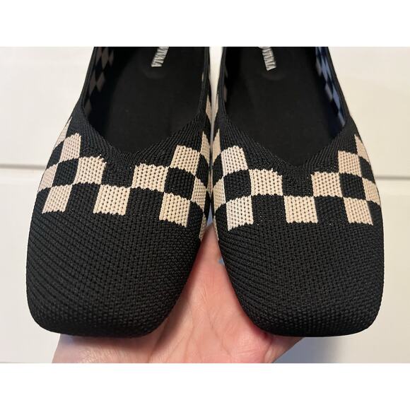 Vivaia Checker Margot 2.0 Flats Square Toe V-Cut Shoe Size 41 US 10-10.5 Preppy - Picture 5 of 11